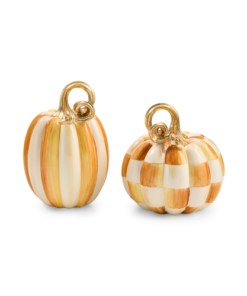 Mackenzie-Child's - Amber Check and Stripe Petite Pumpkins, Set of 2