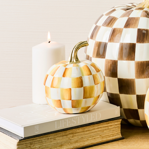 MacKenzie-Childs – Amber Check Mini Pumpkin - Image 3