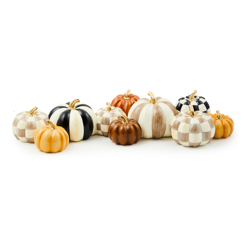 MacKenzie-Childs – Autumnology Check & Stripe Pumpkin Cluster