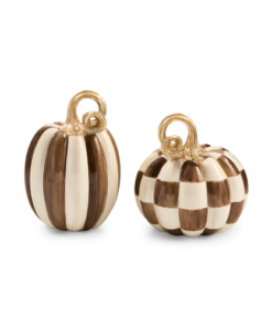 Mackenzie-Child's - Chocolate Check and Stripe Petite Pumpkins, Set of 2