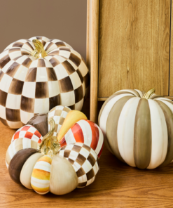MacKenzie-Childs – Chocolate Check Jumbo Pumpkin - Image 2