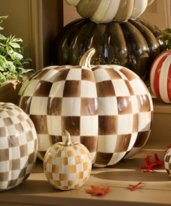 MacKenzie-Childs – Chocolate Check Jumbo Pumpkin - Image 3