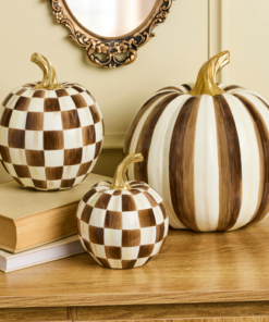 MacKenzie-Childs – Chocolate Check Small Pumpkin - Image 2