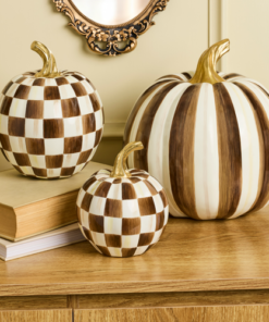 MacKenzie-Childs – Chocolate Stripe Medium Pumpkin - Image 2