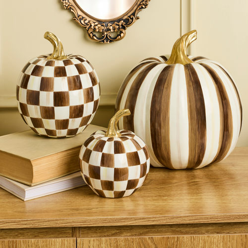 MacKenzie-Childs – Chocolate Stripe Medium Pumpkin - Image 2