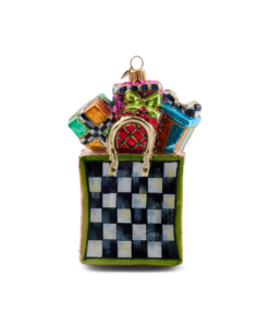 Mackenzie-Childs - Confetti Shopping Bag Glass Ornament