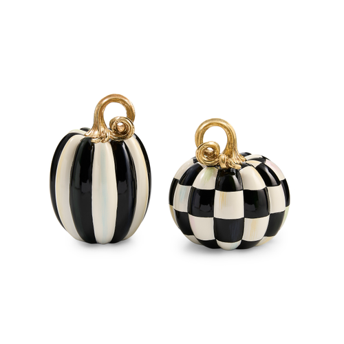 Mackenzie-Child's - Courtly Check and Stripe Petite Pumpkins, Set of 2