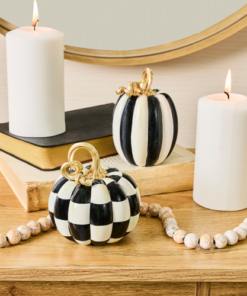 MacKenzie-Childs – Courtly Check and Stripe Petite Pumpkins, Set of 2 - Image 2