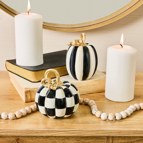 MacKenzie-Childs – Courtly Check and Stripe Petite Pumpkins, Set of 2 - Image 2