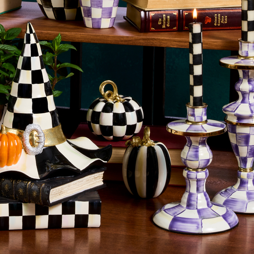 MacKenzie-Childs – Courtly Check and Stripe Petite Pumpkins, Set of 2 - Image 3