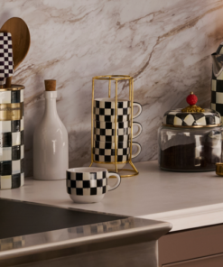 MacKenzie-Childs – Courtly Check Cappuccino Cup Tower - Image 2