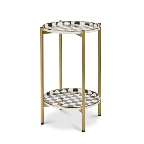 MacKenzie-Childs – Courtly Check Enamel 2-Tier Cocktail Table
