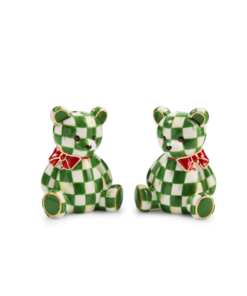 Mackenzie-Childs - Emerald Check Holiday Bear Salt & Pepper Set
