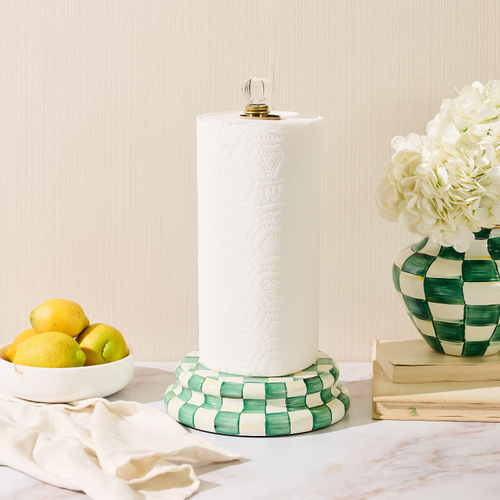 MacKenzie-Childs – Emerald Check Paper Towel Holder - Image 2