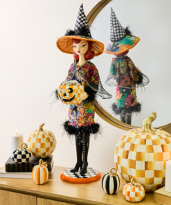 MacKenzie-Childs – Glamoura Fabric Witch with Pumpkin - Image 2
