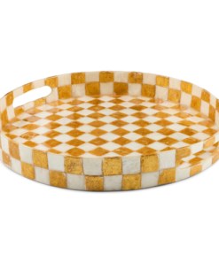 Mackenzie-Child's - Gold Check Capiz Round Tray