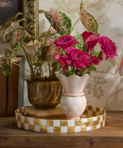 MacKenzie-Childs – Gold Check Capiz Round Tray - Image 3