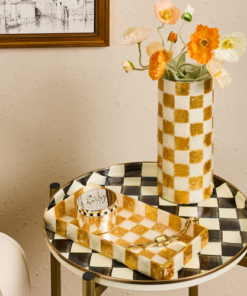 MacKenzie-Childs – Gold Check Capiz Small Vase - Image 2
