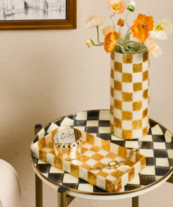 MacKenzie-Childs – Gold Check Capiz Vanity Tray - Image 2