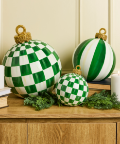 MacKenzie-Childs – Green Check Large Tabletop Ornament - Image 2