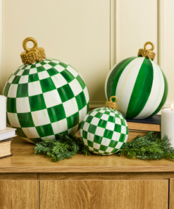 MacKenzie-Childs – Green Check Small Tabletop Ornament - Image 2