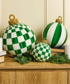 MacKenzie-Childs – Green Stripe Medium Tabletop Ornament - Image 2