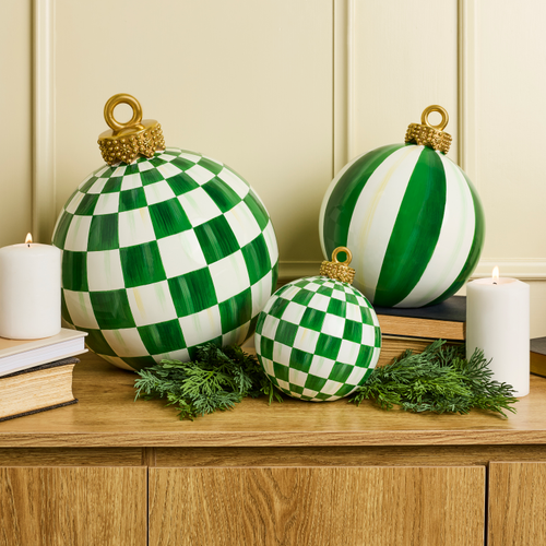 MacKenzie-Childs – Green Stripe Medium Tabletop Ornament - Image 2