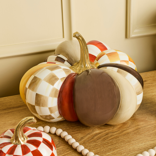 MacKenzie-Childs – Harvest Glow Patchwork Medium Pumpkin - Image 2