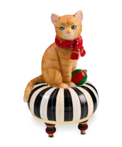 Mackenzie-Childs - Holiday Cat On Tuffet Figurine