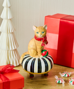 MacKenzie-Childs – Holiday Cat On Tuffet Figurine - Image 2