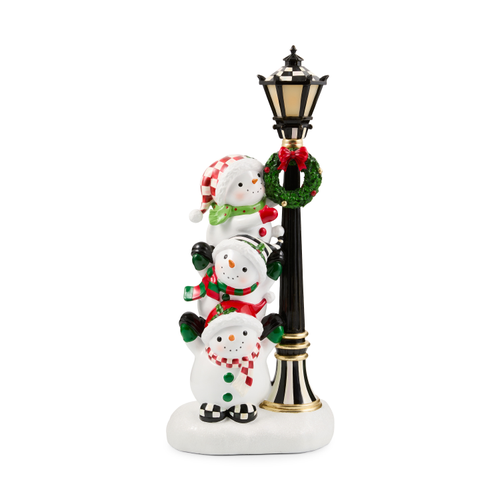 MacKenzie-Childs – Illuminated Snowman Lamppost Figurine