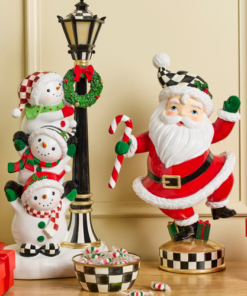 MacKenzie-Childs – Illuminated Snowman Lamppost Figurine - Image 2