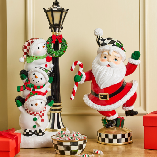 MacKenzie-Childs – Illuminated Snowman Lamppost Figurine - Image 2