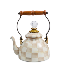 Mackenzie-Childs - Mocha Check 1 Quart Tea Kettle