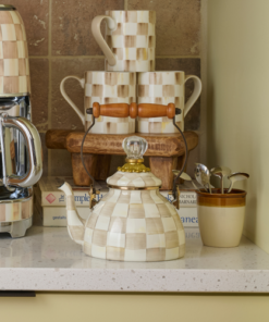 MacKenzie-Childs – Mocha Check 1 Quart Tea Kettle - Image 3