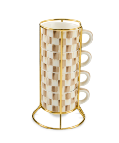 Mackenzie-Child's - Mocha Check Cappuccino Cup Tower