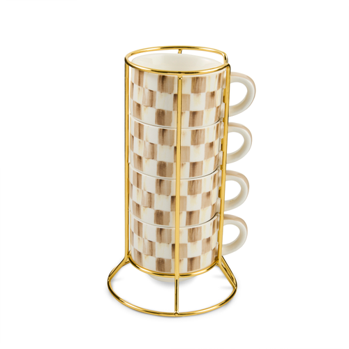 MacKenzie-Childs – Mocha Check Cappuccino Cup Tower