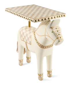 Mackenzie-Child's - Mocha Check Carved Horse Table