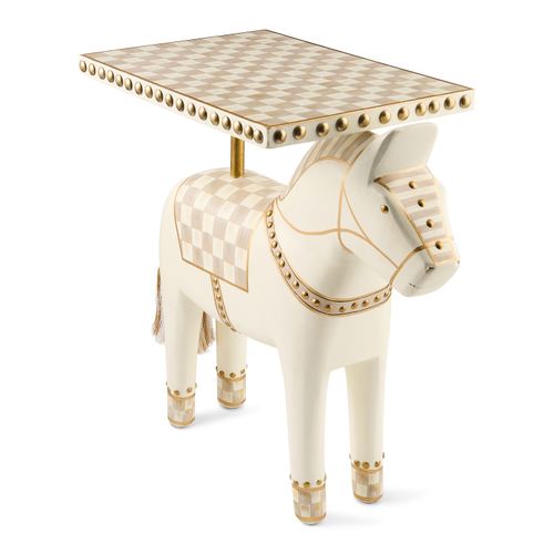 MacKenzie-Childs – Mocha Check Carved Horse Table