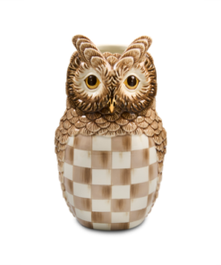 Mackenzie-Child's - Mocha Check Ceramic Owl Vase
