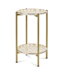 Mackenzie-Child's - Mocha Check Enamel 2-Tier Cocktail Table