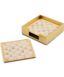 Mackenzie-Child's - Mocha Check Glass Coasters, Set Of 4