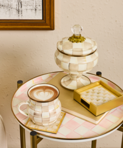 MacKenzie-Childs – Mocha Check Glass Coasters, Set Of 4 - Image 2