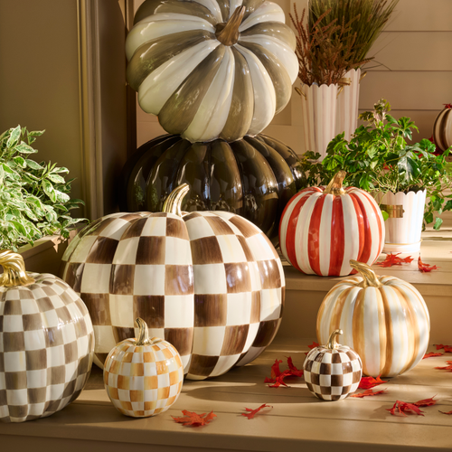 MacKenzie-Childs – Mocha Check Medium Pumpkin - Image 2