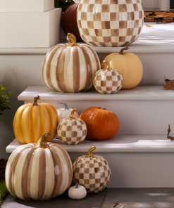 MacKenzie-Childs – Mocha Check Mini Pumpkin - Image 2