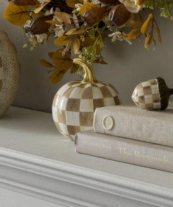 MacKenzie-Childs – Mocha Check Mini Pumpkin - Image 3