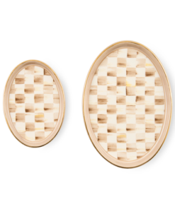 Mackenzie-Child's - Mocha Check Oval Trinket Dishes, Set Of 2
