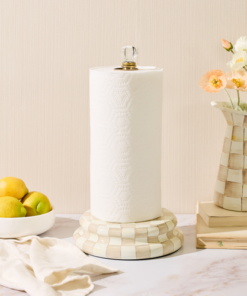 MacKenzie-Childs – Mocha Check Paper Towel Holder - Image 2