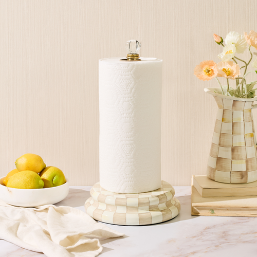 MacKenzie-Childs – Mocha Check Paper Towel Holder - Image 2