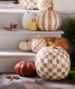 MacKenzie-Childs – Mocha Check Small Pumpkin - Image 3